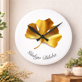 Kräuterleben: Golden Ginkgo Biloba individuell anp Runde Wanduhr