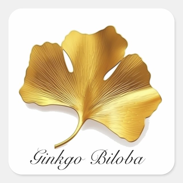 Kräuterleben: Goldenes Ginkgo-Biloba-Blatt anpassb Quadratischer Aufkleber (Vorderseite)