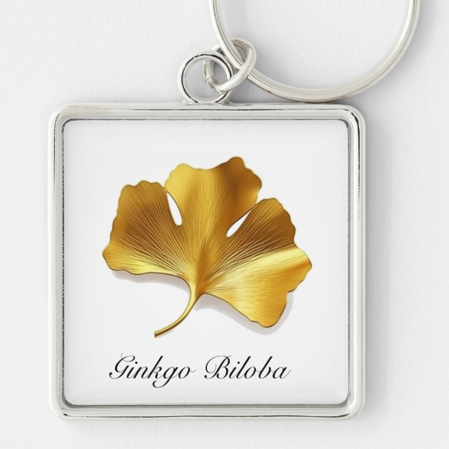 Kräuterleben: Goldenes Ginkgo Biloba-Blatt Schlüsselanhänger (Vorne)