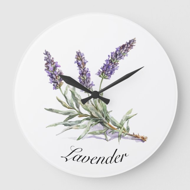 Kräuterleben: Lavendel, anpassbar Große Wanduhr (Vorderseite)