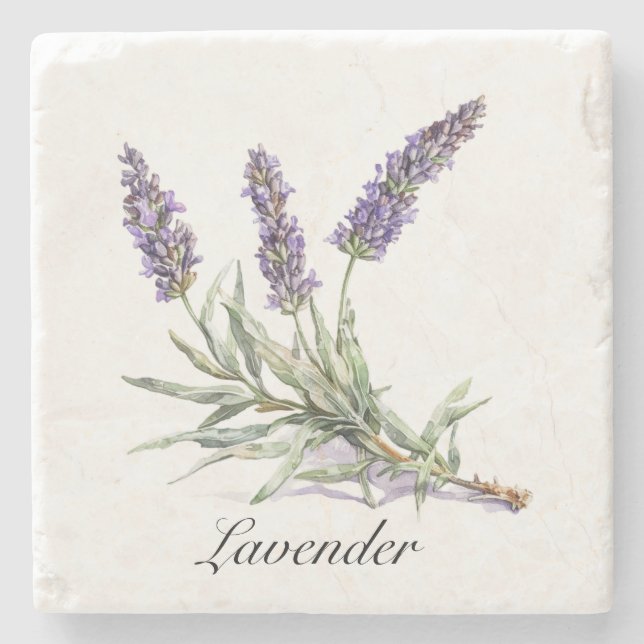 Kräuterleben: Lavendel, anpassbar Steinuntersetzer (Vorderseite)