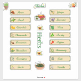 Kräutermarken Name & Bild Extra Bonus Aufkleber