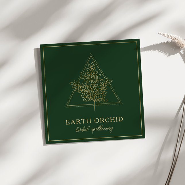 Kräuterpflanzen + Apotheken der Blüte Gold und Grü Quadratische Visitenkarte (Von Creator hochgeladen)