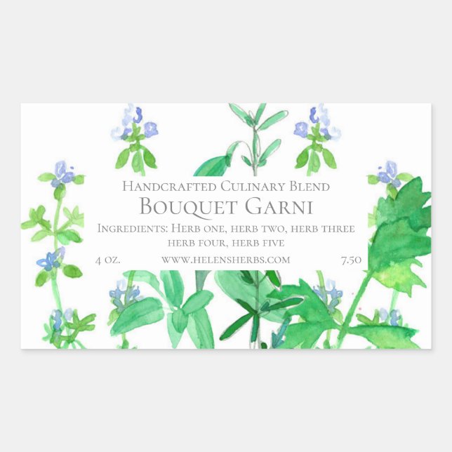 Kräuterprodukt-Etikett Kochmischung Rechteckiger Aufkleber (Vorderseite)