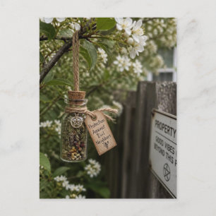 Kräuterschtutzflasche im Baum auf der Grundstücksg Postkarte