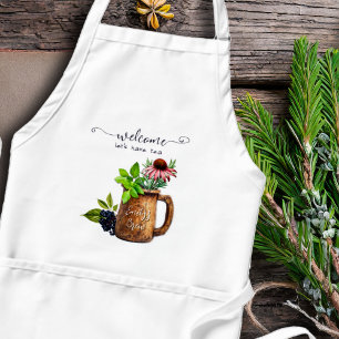Kräutertee-Brauer-Küchenschürze mit Taschen Schürze