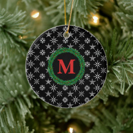 Krautmonogramm Ihr Name Weißer Gelber Schneeflocke Keramik Ornament