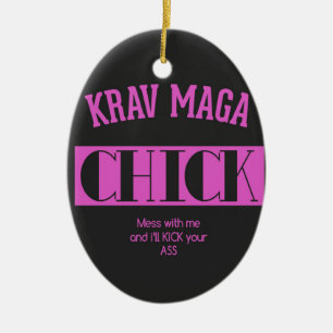 Krav Maga Chick - Mess mit mir Keramik Ornament