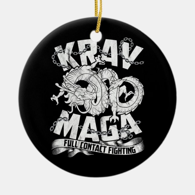 Krav Maga für Männer im Kampf gegen Selbstverteidi Keramik Ornament (Vorne)