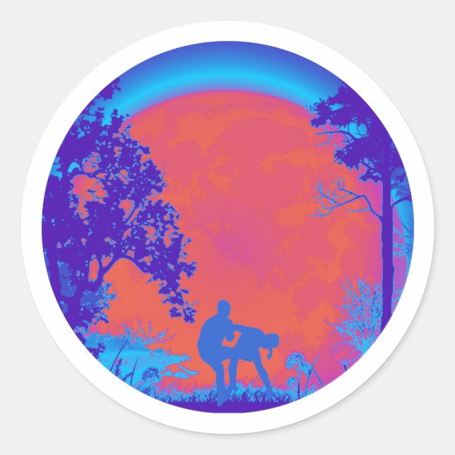 Krav Maga Groin Kick Full Moon Sticker Neon (Vorderseite)