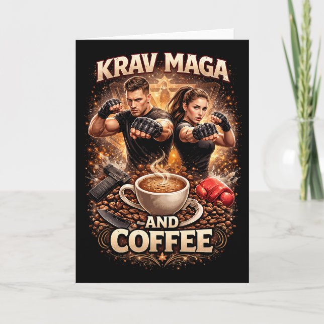 Krav Maga und Kaffee Feiertagskarte (Vorderseite)