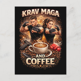 Krav Maga und Kaffee Postkarte