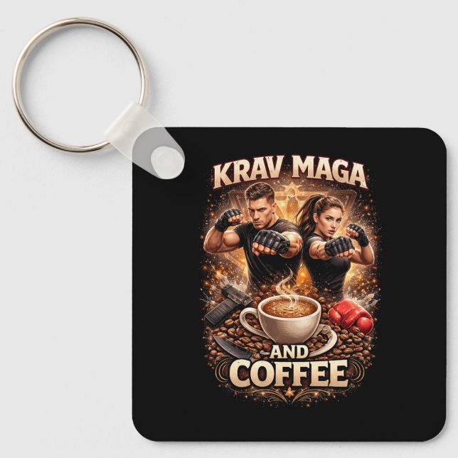 Krav Maga und Kaffee Schlüsselanhänger (Vorderseite)