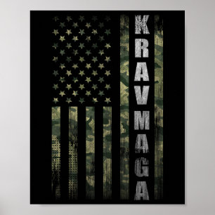Krav Mega USA Amerikanische Flagge Camo Fan Vintag Poster