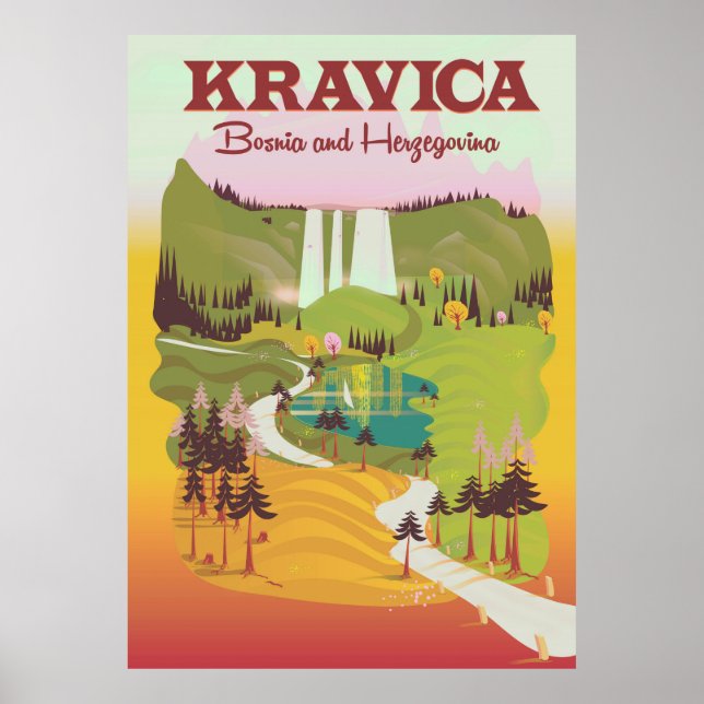 Kravica Wasserfälle Bosnien und Herzegowina Poster (Vorne)