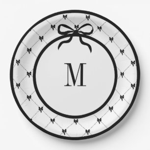Krawatte a Bow 9" Mit Monogramm Platte Pappteller