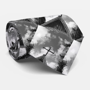 Krawatte, altes Land-Kirche. Schwarzweiss Krawatte