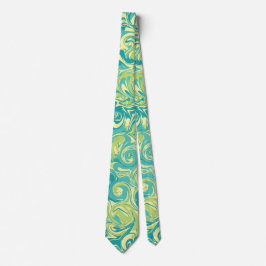 Krawatte Aqua, Grün und Gelbmarmor Swirl