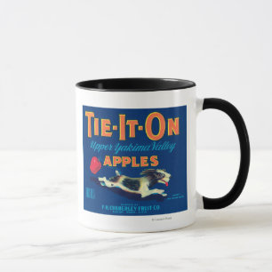 Krawatte auf dem Apple-Etikett (blau) - Tieton, WA Tasse