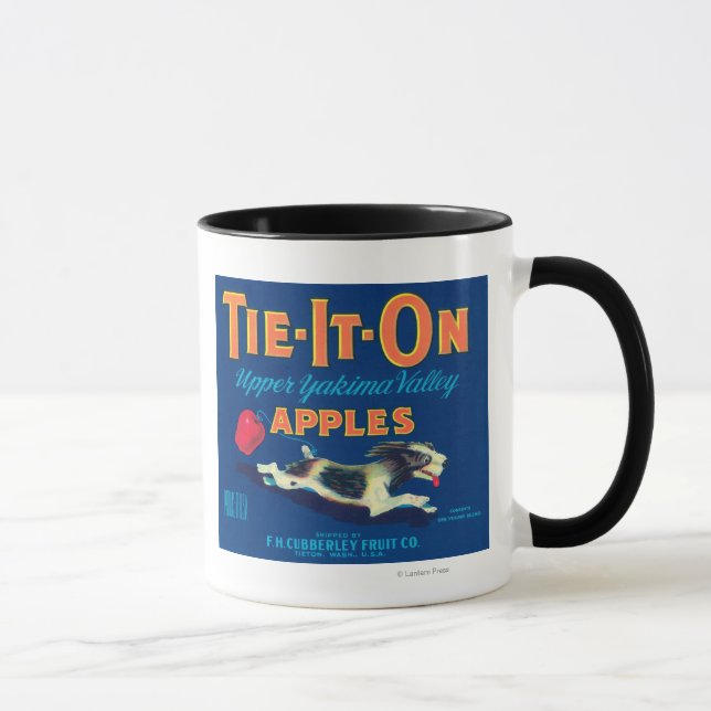 Krawatte auf dem Apple-Etikett (blau) - Tieton, WA Tasse (Rechts)