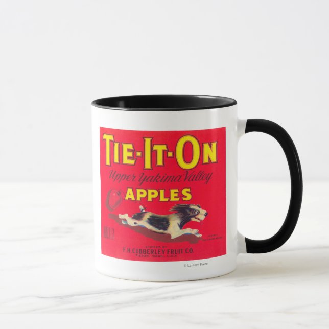 Krawatte auf dem Apple-Etikett (rot) - Tieton, WA Tasse (Rechts)