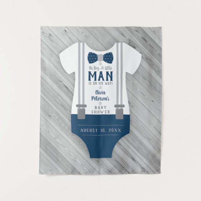 Krawatte Babydusche hinten, Marine, Aqua Wandteppich (Vorderseite)