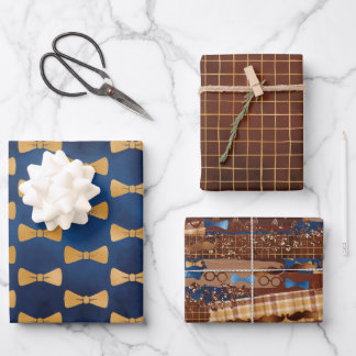 Krawatte, Brillen & Mustaches zum Vater Geschenkpapier Set