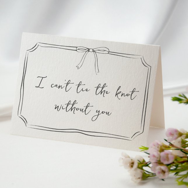"Krawatte Der Knoten handgezeichnete Bow Bridesmai Karte (Timeless card featuring a delicate bow illustration, ideal for bridesmaid & bridal party proposals.)