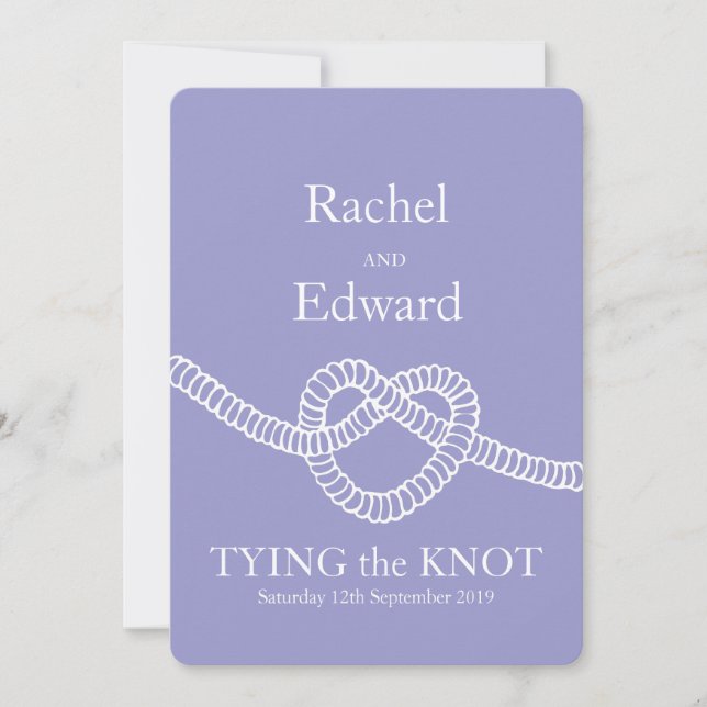 Krawatte des Knotens lila weiße Einladung (Vorderseite)