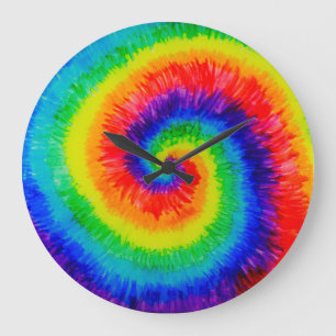 Krawatte Die Regenbogen in der Alkoholtinte Große Wanduhr