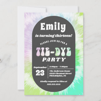 Krawatte Dye Birthday Party Girl Rainbow Sleepover Einladung