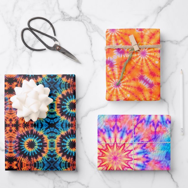Krawatte-Dye Colofull Mandala Hippie Set von 3 Geschenkpapier Set (Vorderseite)