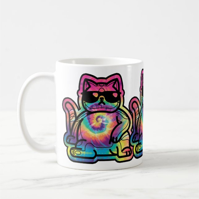Krawatte-Dye Coole Katze Kaffeetasse (Links)