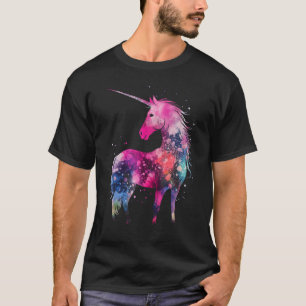 Krawatte-Dye Einhorn Farbenfrohe Rosa Pferde Silho T-Shirt