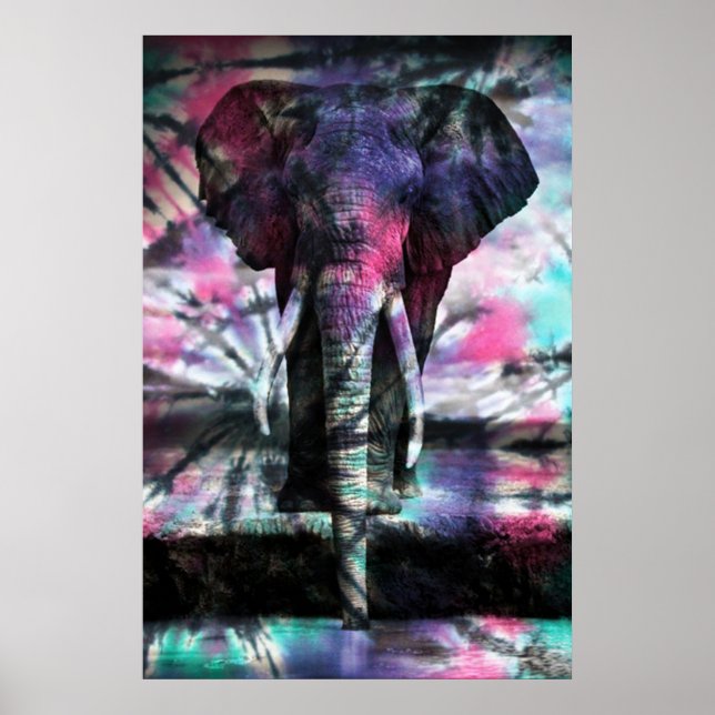 Krawatte-Dye-Elephant-Poster Poster (Vorne)