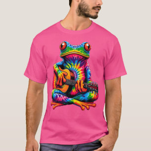 Krawatte-Dye Frog Gitarrenspiel Friedenssignatur H T-Shirt