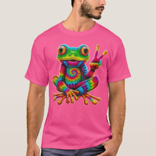 Krawatte Dye Frog Peace Sign Hippie Christmas Frog T-Shirt
