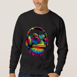 Krawatte-Dye Frog Peace Sign Hippie Frog mit Kopfh Sweatshirt