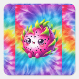 Krawatte-Dye Happy Dragon Fruit Quadratischer Aufkleber