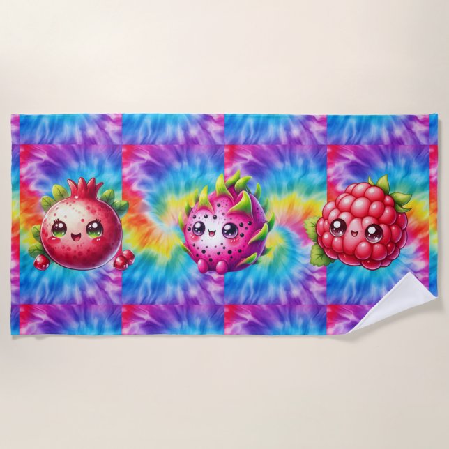 Krawatte-Dye Happy Dragon Fruit Strandtuch (Vorderseite)