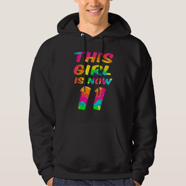Krawatte-Dye Lettering Girl Daughter 11. Geburtsta Hoodie (Vorderseite)