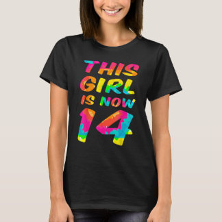 Krawatte-Dye Lettering Girl Daughter 14. Geburtsta T-Shirt