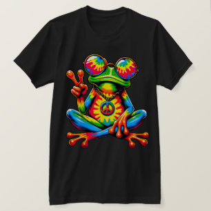 Krawatte Dye Peace Frog Peace Sign Hippie T-Shirt