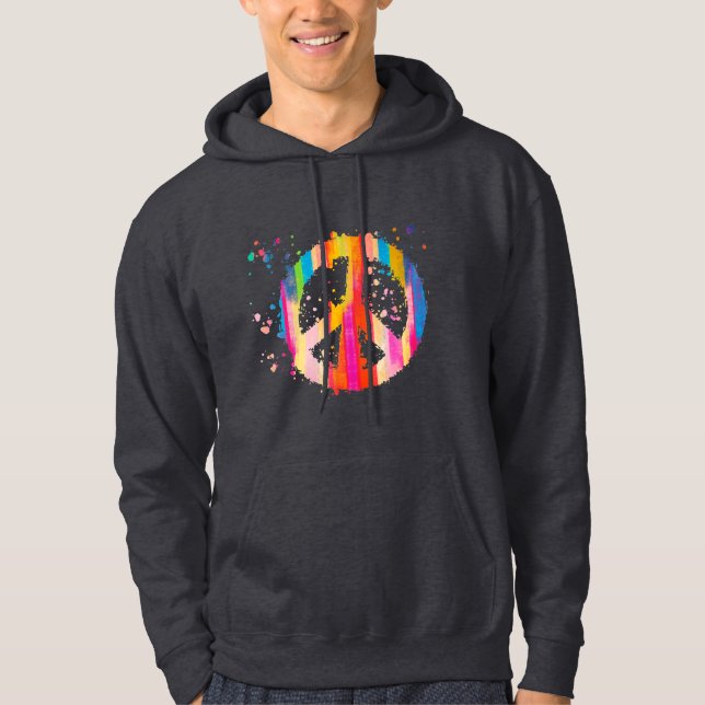 Krawatte Dye Peace Signature Hippie Bohemisch Fest Hoodie (Vorderseite)