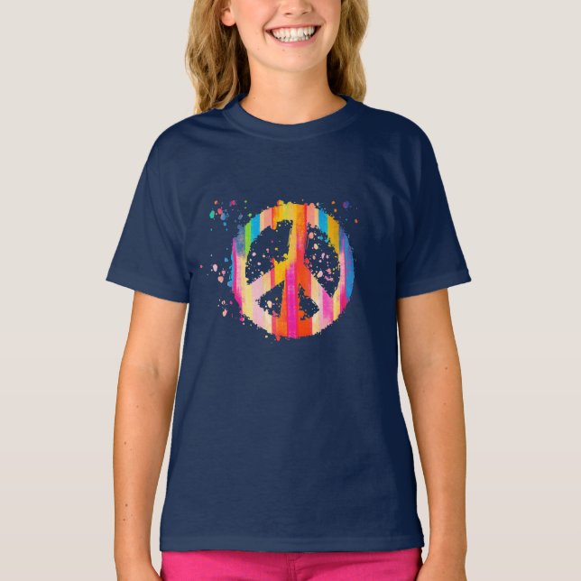 Krawatte Dye Peace Signature Hippie Bohemisch Fest T-Shirt (Vorderseite)