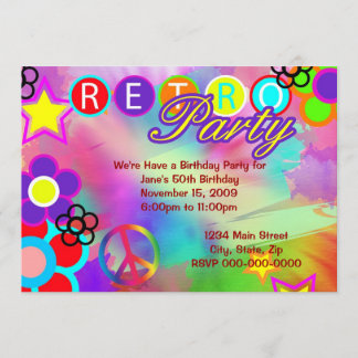 Krawatte-Dye Retro Geburtstagsfeier Einladung