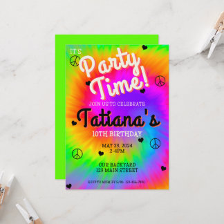 Krawatte-Dye zum Geburtstag Einladung, So Groovy! Einladung