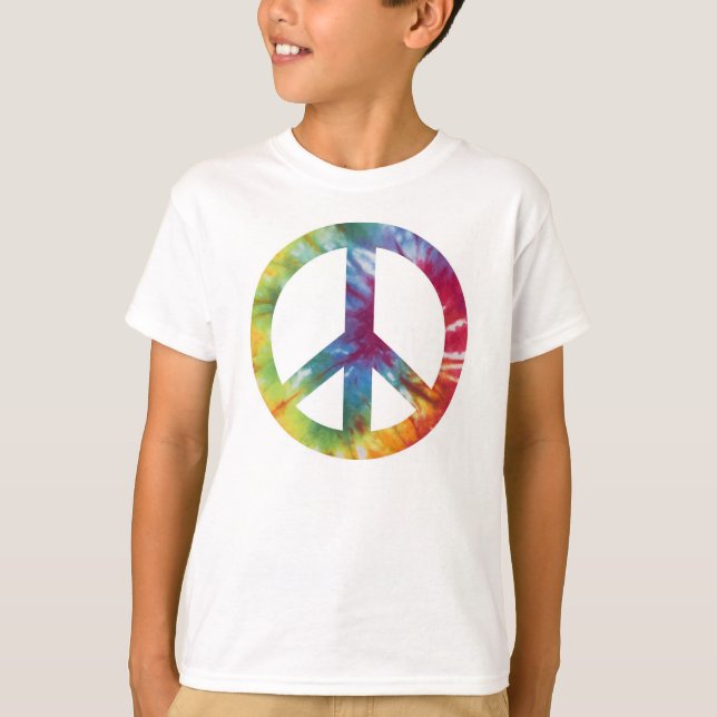 Krawatte Dyed Peace Sign Kid's Long Sleeved Tee Sh (Vorderseite)