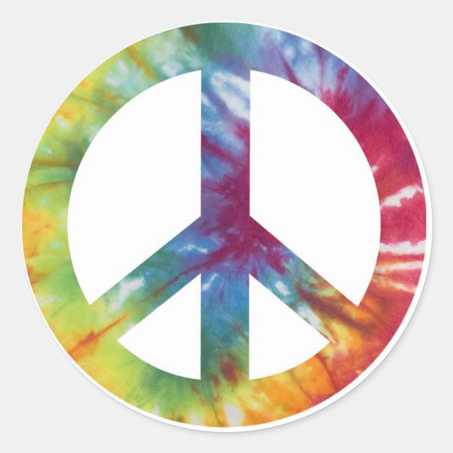 Krawatte Dyed Peace Sign Runder Aufkleber (Vorderseite)