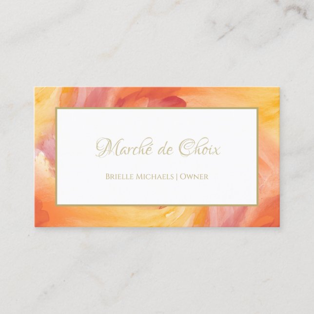 Krawatte-farbene Orangenfarben-Farb-Aquarell-Bouti Visitenkarte (Vorderseite)